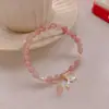 Pulseira de Cristal de Morango Natural Pulseira de Cristal Feminina Flor de Mão Zircônia Design de Nicho Ins Pulseira para Melhor Amiga Estudante Leve