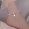Nuevo tobillera de plata rota de marca de la suerte Hetian jade para mujer, tobillera de cadena para pie sexy de cuentas pequeñas de moda, nicho, venta al por mayor