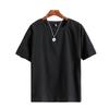 Playera de Lino Algodón para Hombre Verano Suelta Cuello Redondo Manga Corta Top Color Sólido Camiseta Básica Camiseta Casual Simple para Hombre Joven