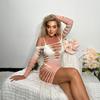 Vestido Tubinho Branco Degradê com Recortes Europeu e Americano Tentação Lingerie Sexy Feminina Saia Sexy para Quadril