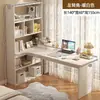 Mesa de Canto para Computador Estilo Creme Estante Mesa de Estudo Integrada Mesa de Toucador de Quarto Armário de Mesa Mesa para Casa Dois em Um