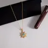 Jieding Turquesa Azul Sol Aço Titânio Strass Colar Luxo Leve Acessórios de Nicho Corrente para Clavícula Feminina Aço Inoxidável Joias Transfronteiriças