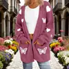 Nuevo cárdigan fino largo de comercio exterior transfronterizo con bolsillos, abrigo suéter de moda estampado para otoño e invierno, personalizado, casual para mujer