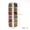 Cristales de strass de vidrio con punta para manicura transfronterizos, cristales redondos de colores mini ultrabrillantes, caja blanca de 12 compartimentos, tamaños y diseños mixtos