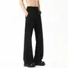 Calça casual de perna reta para homens, estilosa e bonita, calça de perna larga no estilo americano, levemente alargada para fazer as pernas parecerem mais longas, ajuste preto