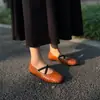 801-6 Zapatos de Mujer Tejidos de Cuero Genuino Estilo Artístico, Mocasines Poco Profundos de Suela Suave, Zapatos Versátiles sin Cordones