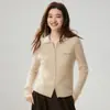 Cárdigan de cachemira con doble cremallera, colección otoño/invierno 2026, prenda base de cuello polo para mujer, elegante diseño a rayas, abrigo cálido
