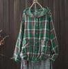 Camisa Xadrez de Algodão Duplo com Capuz Estilo Japonês de Primavera Tamanho Grande Estilo Literário Retrô Casual Jaqueta Cardigã