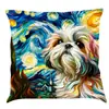 Amazon deseo transfronterizo nuevo creativo pintura al óleo funda de almohada de perro cojín de asiento de coche cojín impreso