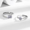 Anillo de pareja de amor de plata esterlina s925 de imitación coreana, romántico, sencillo, con apertura de diamantes, para hombres y mujeres, venta al por mayor