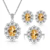 Transmisión en vivo súper ventas conjunto de joyería europea y americana gemas coloridas sensación de alta gama comercio electrónico transfronterizo collar anillo pendientes totalmente incrustados de diamantes para mujer