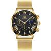 Reloj de Pulsera para Hombre Transfronterizo Nuevo Sol, Luna y Estrellas Correa de Acero Reloj de Cuarzo con Correa de Malla a la Moda Calendario de Tres Ojos Falsos para Hombre