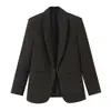 Moda feminina europeia e americana transfronteiriça AliExpress item mais vendido blazer listrado moderno sem botões