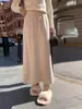 Saia midi de malha para mulheres, nova coleção outono/inverno 2026, espessa, cintura alta, modeladora, design de uma peça, justa ao corpo, com bainha dobrada, corte reto, saia longa de lã
