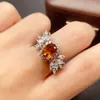 Anillo de Citrina Natural Transfronterizo Accesorios para Mujer Nicho de Alta Gama Joyería de Plata 925 6*8 Fábrica de Joyería de Lujo Venta Directa