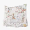Toalha de Banho para Bebê, Gaze de Algodão Bambu de Quatro Camadas, Manta de Banho Absorvente para Bebê, Manta de Fibra de Bambu com Desenho Animado, Produtos para Mãe e Bebê