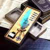 Pavo Real Azul mecánico punk alas pluma pluma de inmersión tinta regalo publicitario pluma de ave set de plumas