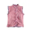 Item Quente Transfronteiriço do AliExpress Nova Chegada Primavera 2026 Camisa Decorativa Feminina de Manga Longa com Listras, Camada Dupla, Corte Ajustado 7034656