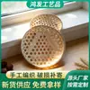 Cesta tejida redonda de bambú con ojo hexagonal Cesta de bambú tejida a mano para almacenamiento de alimentos Cesta de bambú para almacenamiento de frutas y verduras Artesanía de bambú