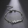 Pulsera de cadena de doble capa de acero inoxidable 304 con colgante de texto "Mamá" de acero de titanio de corte simple transfronterizo europeo y americano directo de fábrica