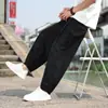 Pantalones Casuales de Algodón y Lino Estilo Chino Nuevo de Verano Pierna Ancha Color Sólido para Hombre Pantalones Harem Tai Chi Pantalones Hanfu