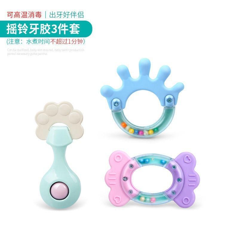 跨境婴幼儿玩具0-1岁新生儿牙咬摇铃宝宝益智塑料手摇铃牙胶套