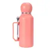 Taza de Coche Portátil y Sencilla con Cuchara de Gran Capacidad Taza con Asa de Color Sólido Taza Aislada de Doble Capa de Acero Inoxidable para Exteriores