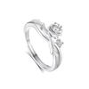Noria nicho original alto sentido princesa y caballero anillo de pareja Plata Esterlina S925 anillo abierto joyería