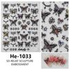 Redanco Nuevos Populares Adhesivos para Uñas 5D en Relieve de Mariposa Negra y Blanca con Concha Ligera Adhesivos Tridimensionales para Uñas He-1030