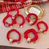 Gomas para el Cabello de Niña Que No Dañan el Cabello, Bandas Rojas de Alta Calidad para Cabello de Bebé para Niñas Pequeñas, Accesorios para el Cabello de Año Nuevo para Niñas