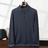 Suéter de cashmere com gola polo, mangas compridas, blusa masculina, design liso de 12 pontos, corte solto, tamanho grande, suéter quente