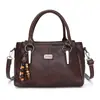 Bolso Retro Europeo de Cuero Suave para Mujer Bolso de Mano con Colgante de Perlas de Madera Gran Capacidad para Viajes Diarios Hombro Único Cruzado Bolso de Mamá