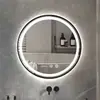 Espejo Inteligente Redondo con Marco Pantalla Táctil Baño Luz LED Desempañador Espejo de Baño Montado en Pared Espejo de Maquillaje