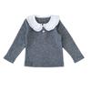 Cutemily Otoño Bebé Niña Encaje Solapa Tejida Camiseta Cepillada Engrosada Cuello de Muñeca Camiseta Base de Manga Larga
