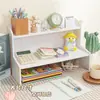 Prateleira de armazenamento de renda de mesa de camada dupla, mesa multi-camada para dormitório, organizador de cosméticos simples, caixa de armazenamento minimalista para escritório/dormitório