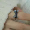 Anillo Vintage de Plata Tailandesa con Lazo Tridimensional para Mujer, Nudo de Cinta, Anillo Dulce y Elegante Estilo Dama Rica para Mujer