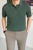Polo de Verano Delgado Color Sólido Manga Corta para Hombre Estilo Coreano Moda Casual Solapa Camisa Tejida Camiseta Top Ropa Combinable