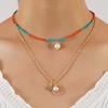 Collar de perlas de amor, gran oferta de Amazon, colgante redondo de cuentas de arroz de vidrio, cadena bohemia hecha a mano