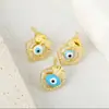 Distrito Lu Joyería de Cobre Caliente Microincrustada Pendientes de Lazo en Forma de Corazón Ojo del Diablo Pendientes Dulces de Moda Venta al por Mayor