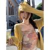Zhang Beibei ibell Senso de Design Malha Elástica Estampada Slim-Fit Emagrecedor Irregular Amassado Thai Hot Girl Tubo