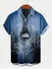 Sitio Web Independiente Europeo y Americano Transfronterizo Camisa Casual de Moda de Manga Corta con Cuello Campana para Hombre Nueva de Verano con Estampado de Violín