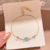 Pulseira Pingente Gatinho Pequeno em Zircônia Banhada a Ouro 14K Real Toque de Luxo Leve High-End Pulseira de Nicho Joia de Mão Simples Exquisita para Mulheres