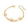 Pulseira Simples Verde Branca Zircônia Camada Dupla Concha Borboleta Amor Cola Líquida Diamante Pegajoso Pulseira Redonda Romana Joias de Aço Titânio para Mulheres