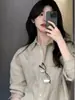 Camisa de Lino Original de Gama Alta para Mujer, Camisa Polo de Algodón y Lino de Manga Larga, Camisa de Lino de Lujo Ligero, Top Elegante y Rejuvenecedor para Primavera y Verano