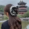 Suave con el cabello, elegante y con estilo, scrunchie, pasador de malla floral pequeño estilo coreano, accesorio para el cabello plisado de estilo de hada