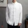 Hanfu para hombre estilo chino Traje Tang de abuelo Estilo Buda Traje Zen para hombre Camisa de lino de algodón Ropa tradicional china retro de la República de China