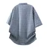 2026 Verão Transfronteiriço Novo Estilo Masculino Solto Retrô Xadrez Manga Curta Tamanho Grande Moda Casual Camisa Cardigã