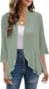Roupas Femininas Europeias e Americanas Transfronteiriças Estação Independente da Amazon Outono Novo Cardigan de Cor Sólida Jaqueta Manga Sete Babados Top