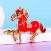 Chaveiro Cavalo do Zodíaco Cravejado de Diamantes Metal Fofo Pingente para Bolsa Feminina Anel de Chaveiro Pingente de Pônei Presente