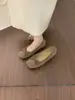 Zapatos planos de ballet estilo francés para la noche, punta cuadrada, sin cordones, con plataforma interna en fieltro gris para mujer